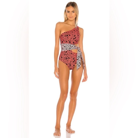 New! Beach Riot Rae leopard cutout side tie one piece swimsuit 24387 - Picture 6 of 12
